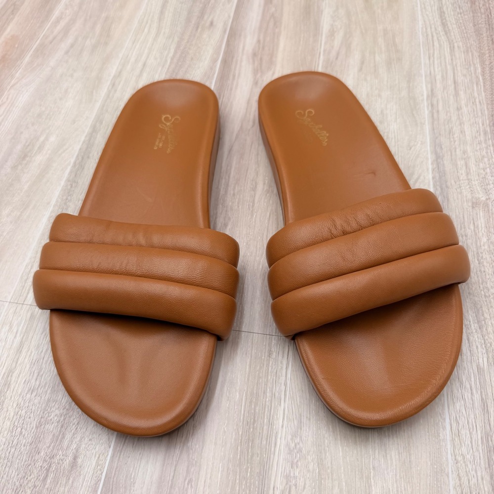 Seychelles Low Key Puff Slide Sandals Womens 11 Brown Excellent Leather Flat